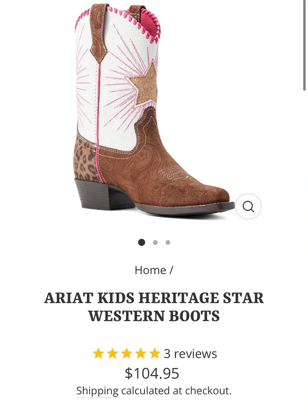 Ariat Big Kids Size 5.5 Cowgirl Boots